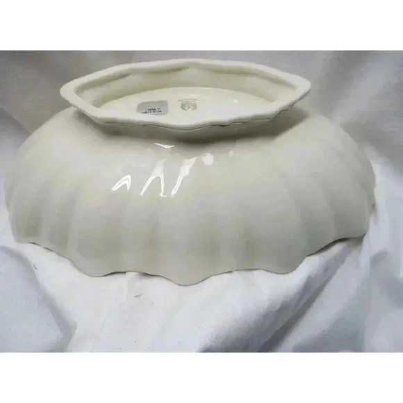 Lenox Symphony Oval Scalloped Fluted Footed Serving Dish Bowl Platinum Trim USA - Picture 6 of 6